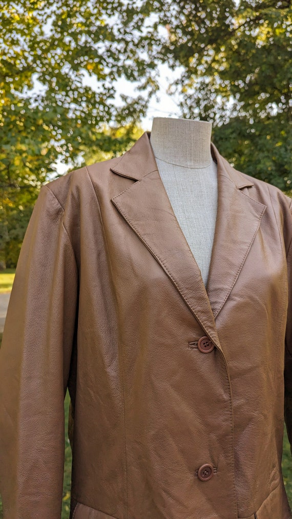 Vintage Brown Leather Button Up Jacket by Chadwic… - image 3