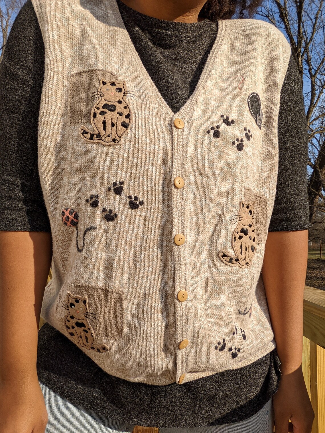 Vintage Embroidered Cat Sweater Vest by Christopher & Banks Etsy