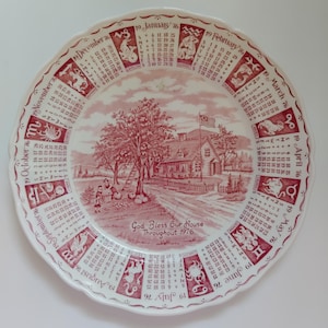 Red Transferware Plate Staffordshire