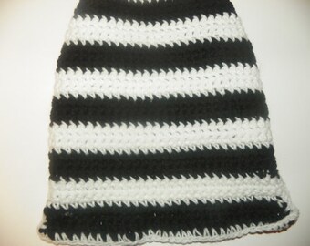 Black and White Stripes Doggie Sweater Hand Crochet Size Med