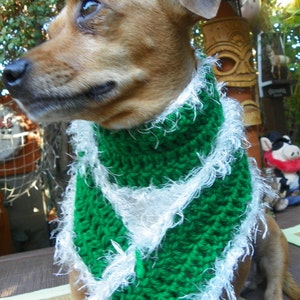 Christmas Dog Scarf with a White Fur Trim Size 5XLarge 43&quot;x3-1/2&quot;