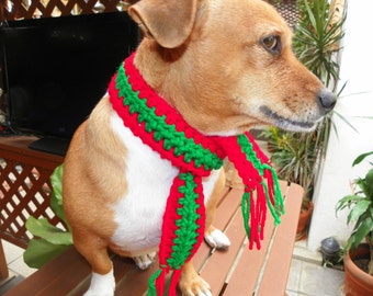 Christmas Dog Scarf  Neck Warmer Hand Crochet Sizes XXSmall-XXXXLarge