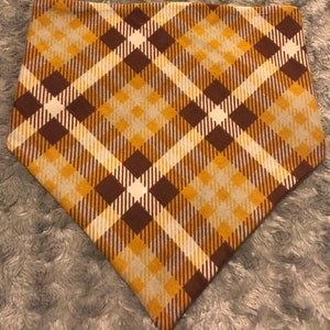 Scarf Dog or Cat Shades of Fall Plaid Reveriable Bandana Size S-XXL