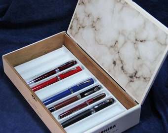 Fountain Pen Collection Storage Case, Re-purposed Wooden Cigar Box, Holds 11 pens (Box No. 690)