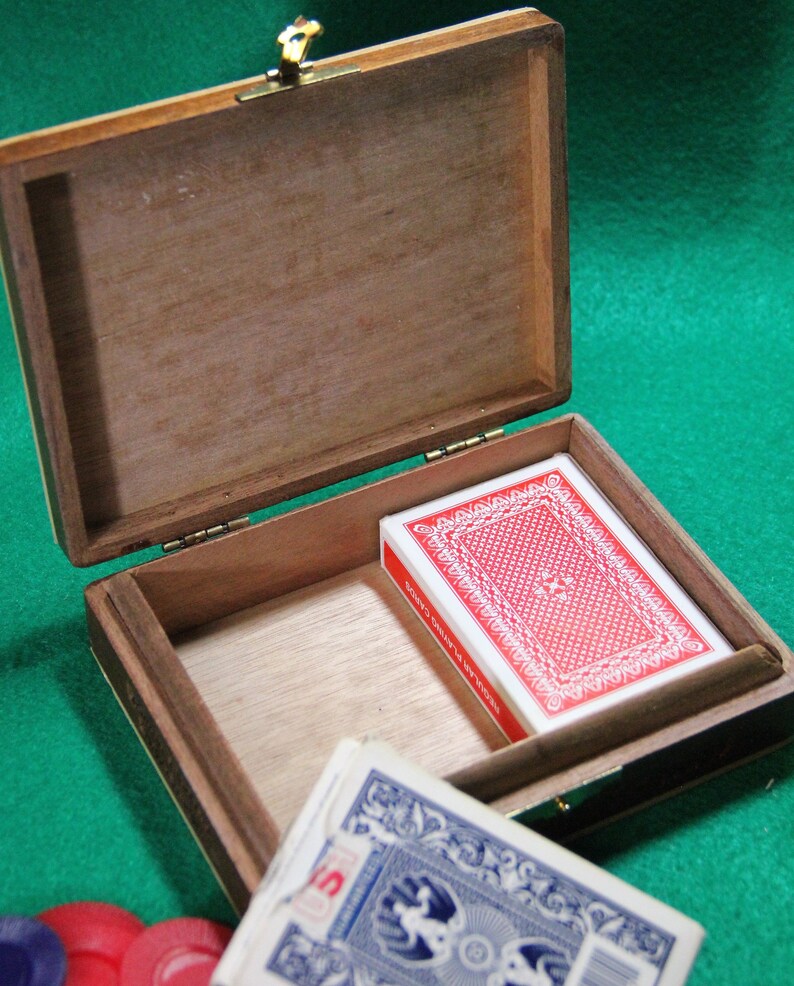 Playing Card Deck Storage Box Keepsake Box Repurposed Wooden Etsy
