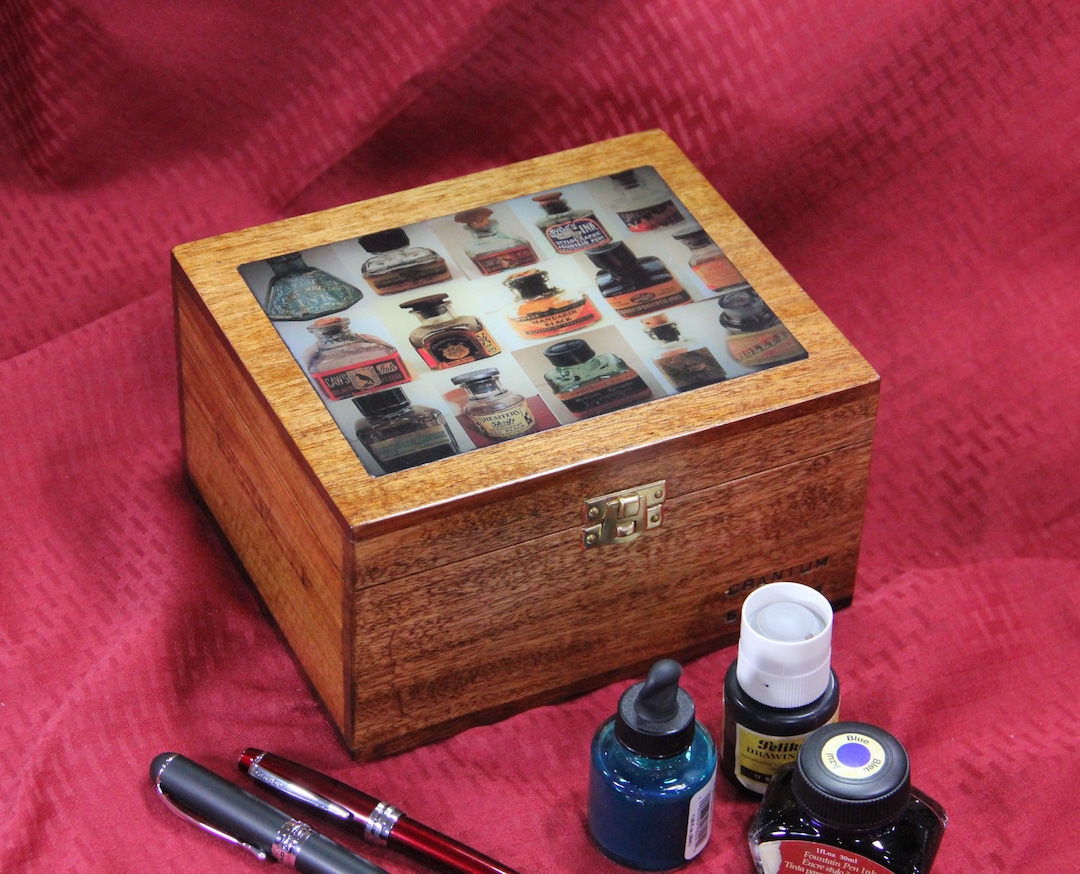 Ink Bottle Storage Case Repurposed Wooden Cigar Box Etsy