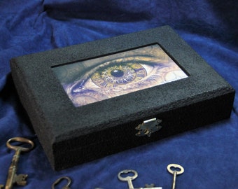 Steampunk Keepsake Box, Storage Box, Treasure Box, Re-purposed Wooden Cigar Box, Decopauge, OOAK  (Box No. 400)