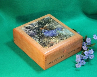 Wooden Keepsake / Letter Box, Storage Box, Fairy Art Print, Re-purposed Wooden Cigar Box, Decoupage, (Box #632)