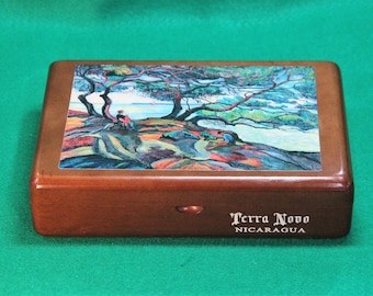 Wooden Keepsake / Letter Box, Storage Box, French Impressionist Art Print, Re-purposed Wooden Cigar Box, Decoupage, (Box #629)