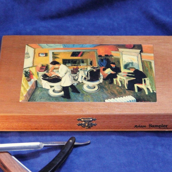 Straight Razor Collection Storage Case, Re-purposed Wooden Cigar Box, Holds 6 razors (Box No. 670)