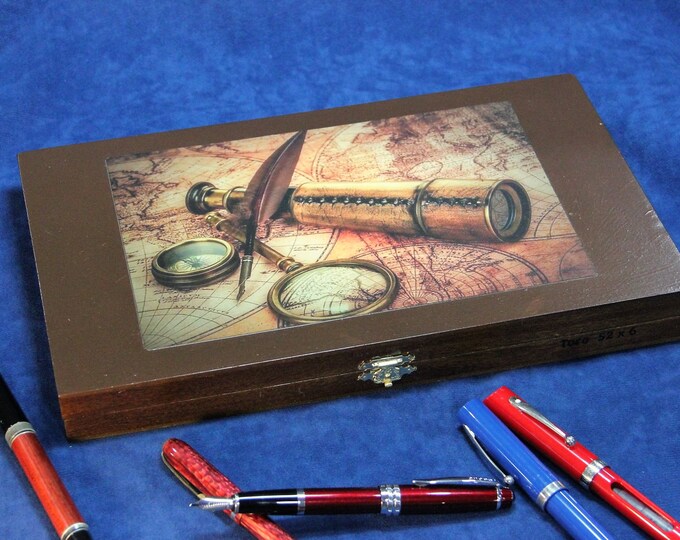 Fountain Pen Collection Storage Case, Repurposed Wooden Cigar Box
