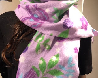 Butterflies Hearts Flowers Fleece Scarf Teen-Adult Free Shipping