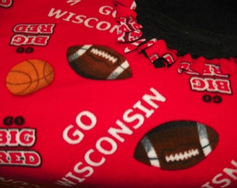 Go Wisconsin Fleece Blanket with a Black Backing Perfect for a Gift  Size 56”x58" Ready to Ship
