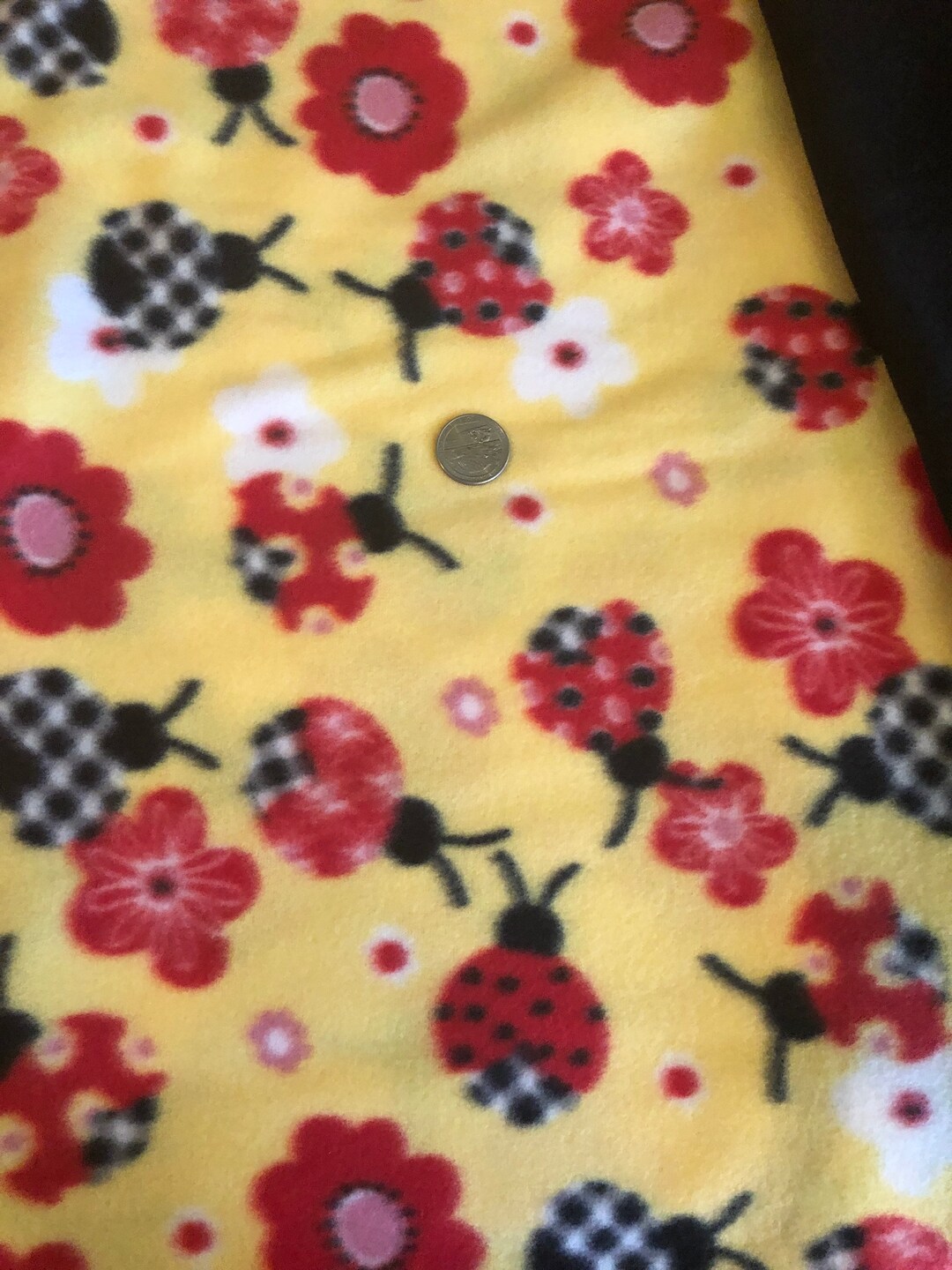 Flowers and Lady Bugs Reversible Fleece Blanket Choose From Sewn or ...