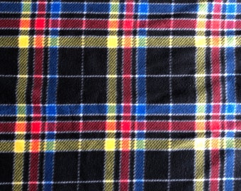 Black Blue Red Yellow Plaid Reversible Blanket with a Black Backing Choose from Tied or Sewn