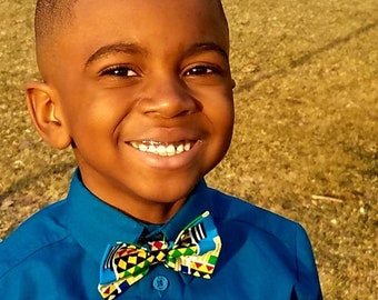 Kente Bow Tie, Father's Day Bow Tie, Boys Bow Tie, Baby Bow Tie, African Bow Tie, Pre-Tied Bow Tie, Ankara Bow Tie