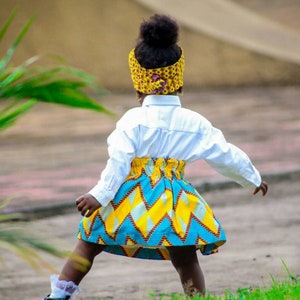 Kids Ankara Skirt, African Print Skirt, Ankara Skirt, Kid Chevron Skirt, Yellow Chevron Skirt 画像 2