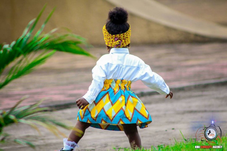 Kids Ankara Skirt, African Print Skirt, Ankara Skirt, Kid Chevron Skirt, Yellow Chevron Skirt 画像 2