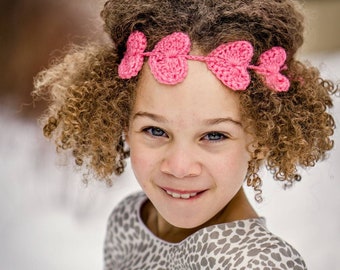 Red Hearts Halo - Red Hearts Headband - Crochet Hearts Headband - Valentine Headband - Red Hearts Headband - Pink Hearts Halo