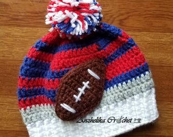 New York Giants Beanie, Unisex Beanie, Sports Spirit Beanie, NFL Team Hat, Football Team Hat, Crochet NFL Hat, Giants NFL Hat