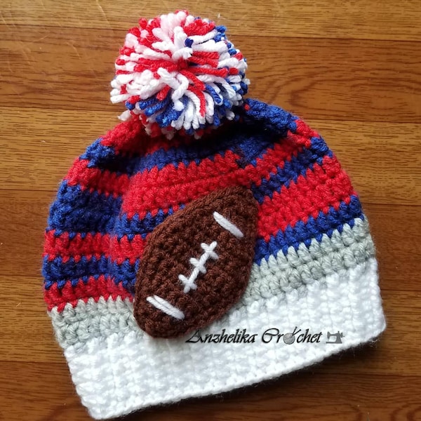 New York Giants Beanie, Unisex Beanie, Sports Spirit Beanie, NFL Team Hat, Football Team Hat, Crochet NFL Hat, Giants NFL Hat