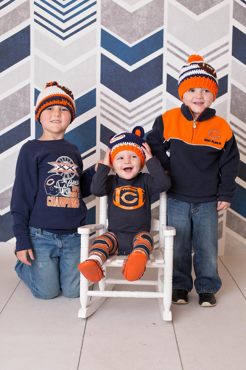 Chicago Bears Beanie, Unisex Chicago Bears Hat, Baby Beanie, Baby Photoprop, Football Hat, Baby Crochet Football Hat image 6