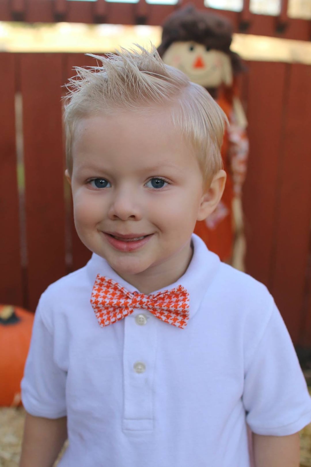 Orange Houndstooth Bow Tie, Boys Bow Tie, Baby Bow Tie, Pretied Bow