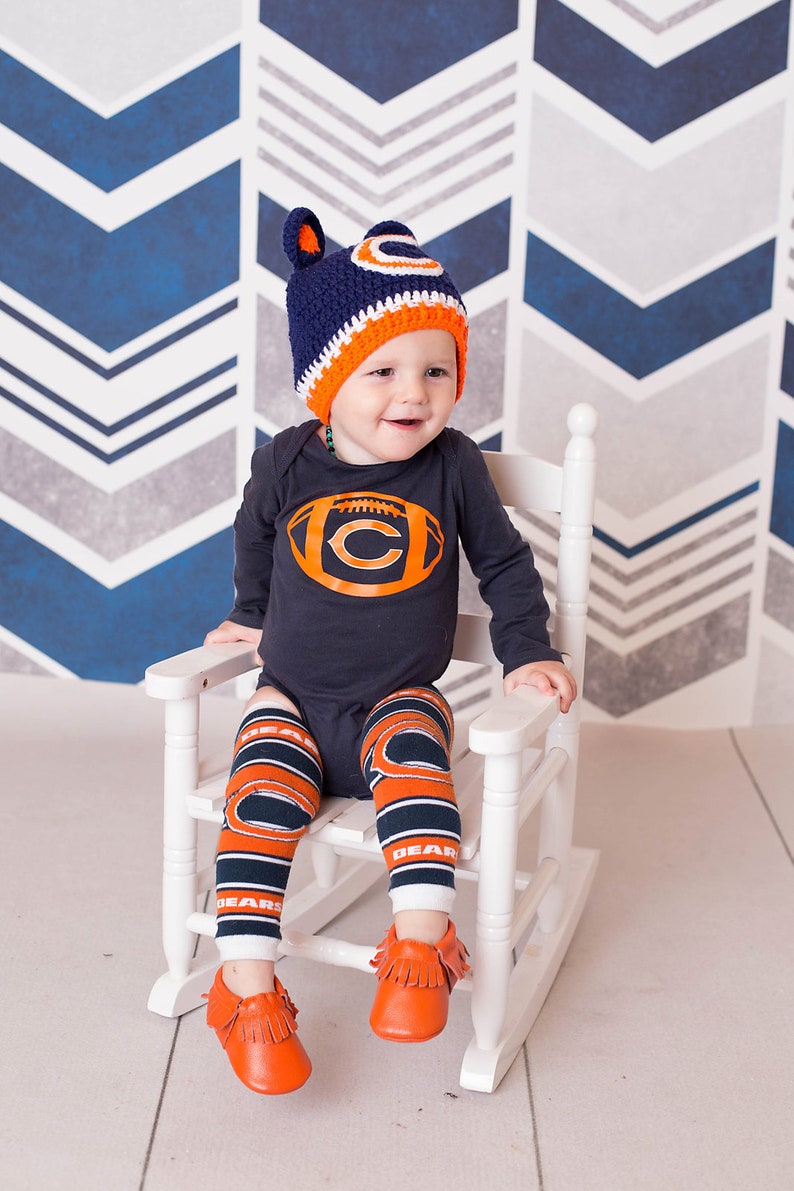 Chicago Bears Beanie, Unisex Chicago Bears Hat, Baby Beanie, Baby Photoprop, Football Hat, Baby Crochet Football Hat image 7