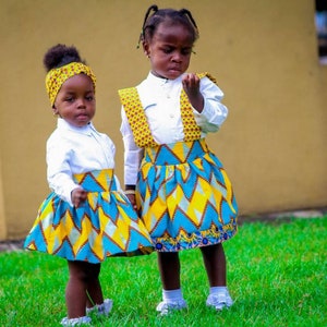 Kids Ankara Skirt, African Print Skirt, Ankara Skirt, Kid Chevron Skirt, Yellow Chevron Skirt imagem 6
