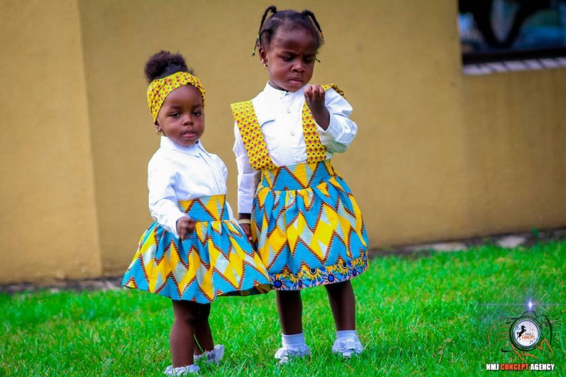 Kids Ankara Skirt, African Print Skirt, Ankara Skirt, Kid Chevron Skirt, Yellow Chevron Skirt imagem 6