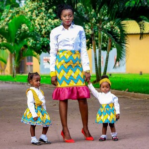 Kids Ankara Skirt, African Print Skirt, Ankara Skirt, Kid Chevron Skirt, Yellow Chevron Skirt image 4