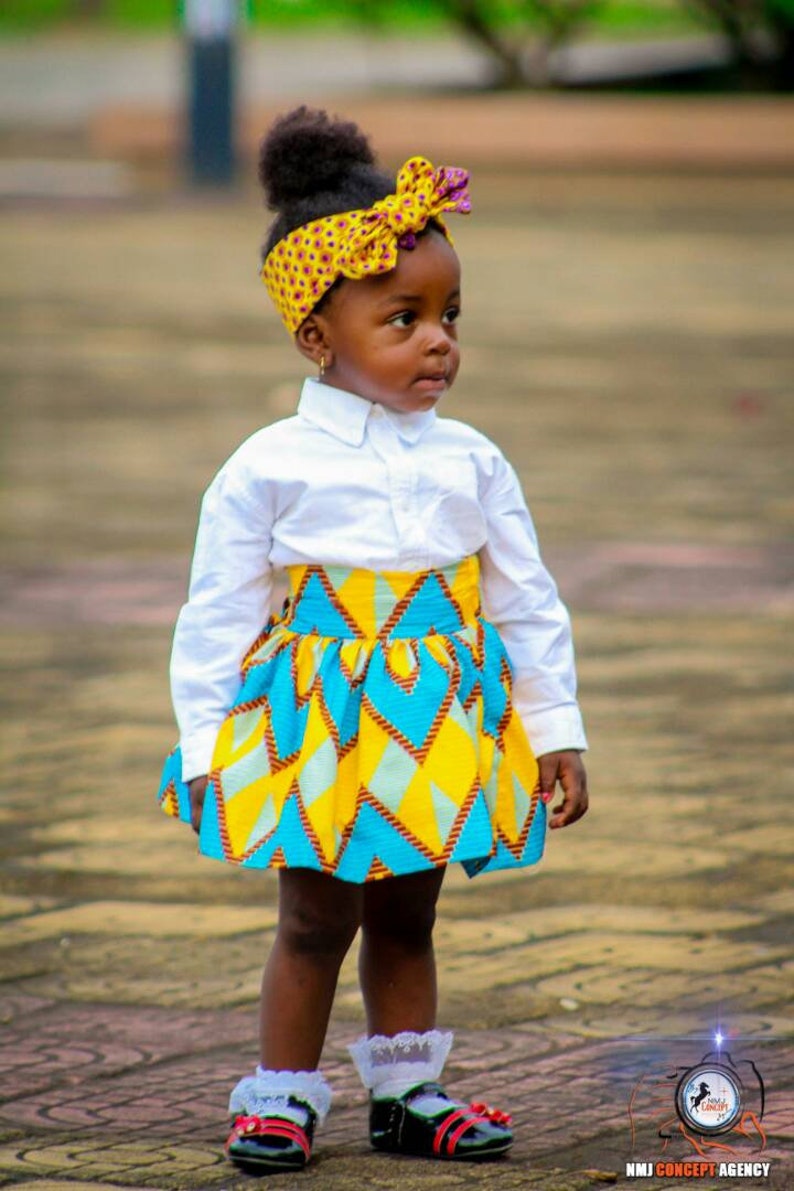 Kids Ankara Skirt, African Print Skirt, Ankara Skirt, Kid Chevron Skirt, Yellow Chevron Skirt image 1