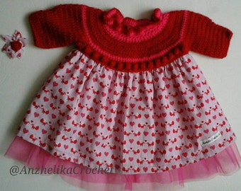 Valentine Dress / Baby Valentine Dress / Hearts Dress / Fox Valentine's Day Dress