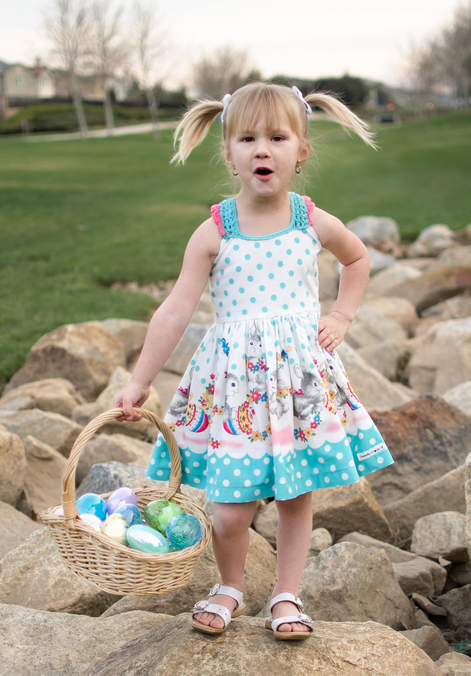Floral Bunny Dress Easter Dress Polka Dot Dress Easter Etsy