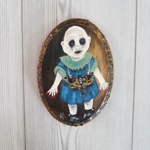 Dead moth girl, original on wood with textured edging