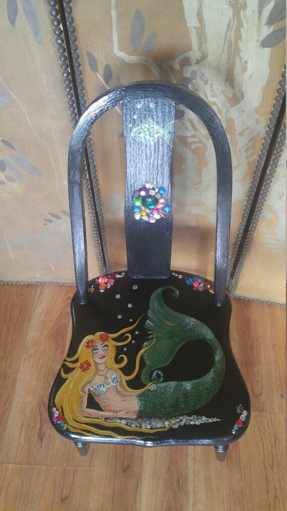 Childrens Hand Painted Mermaid Chair Etsy UK