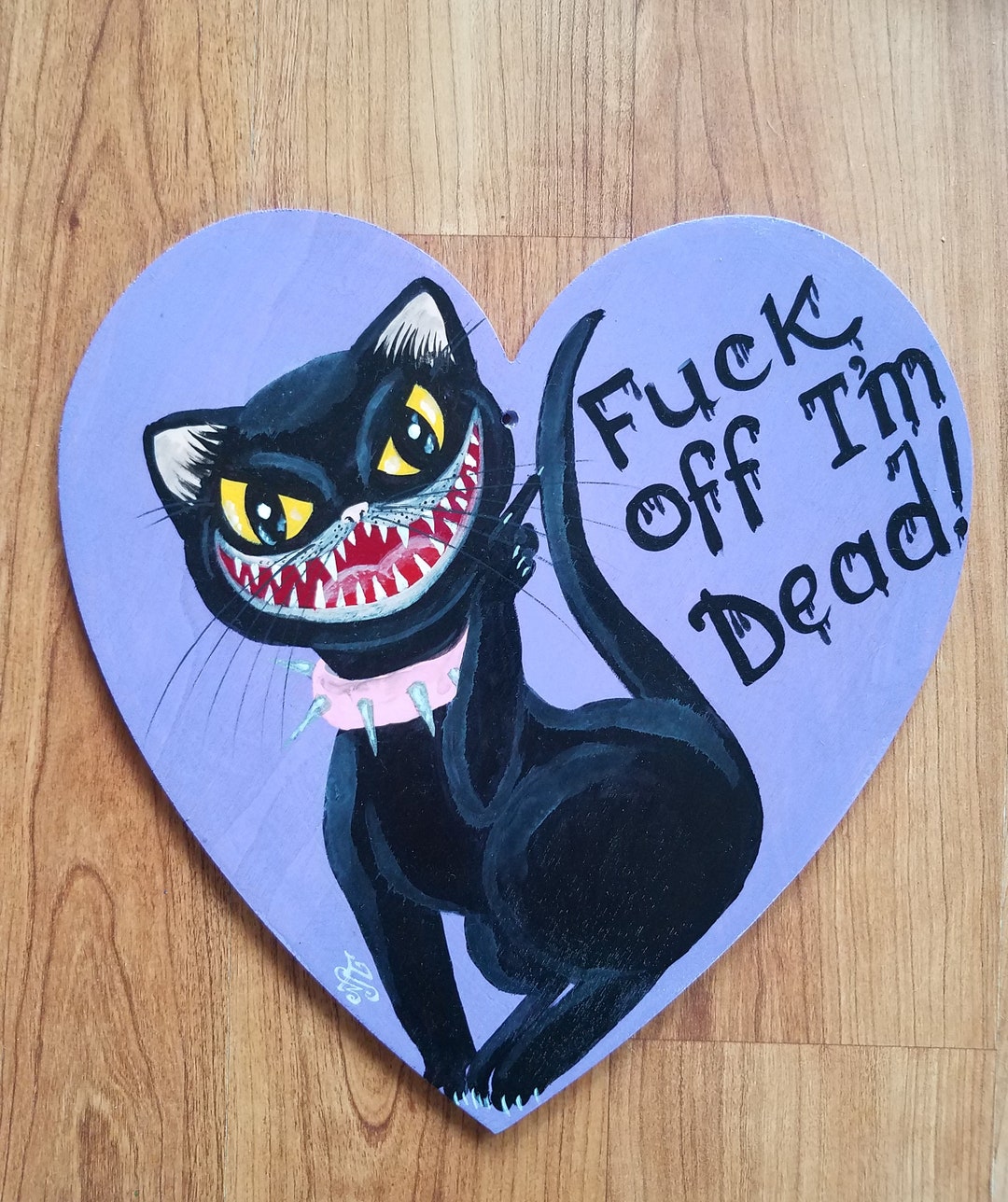 Salefuck off I'm Dead Black Cat on Large Purple Heart Etsy