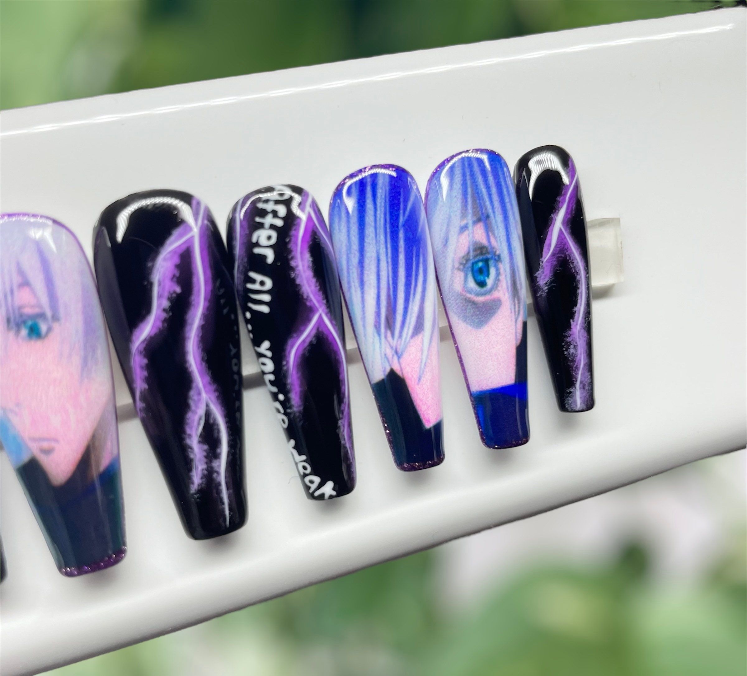 Satoru Gojo Nails Anime Press on Nails Anime False Nails Jujutsu Kaisen  Cute