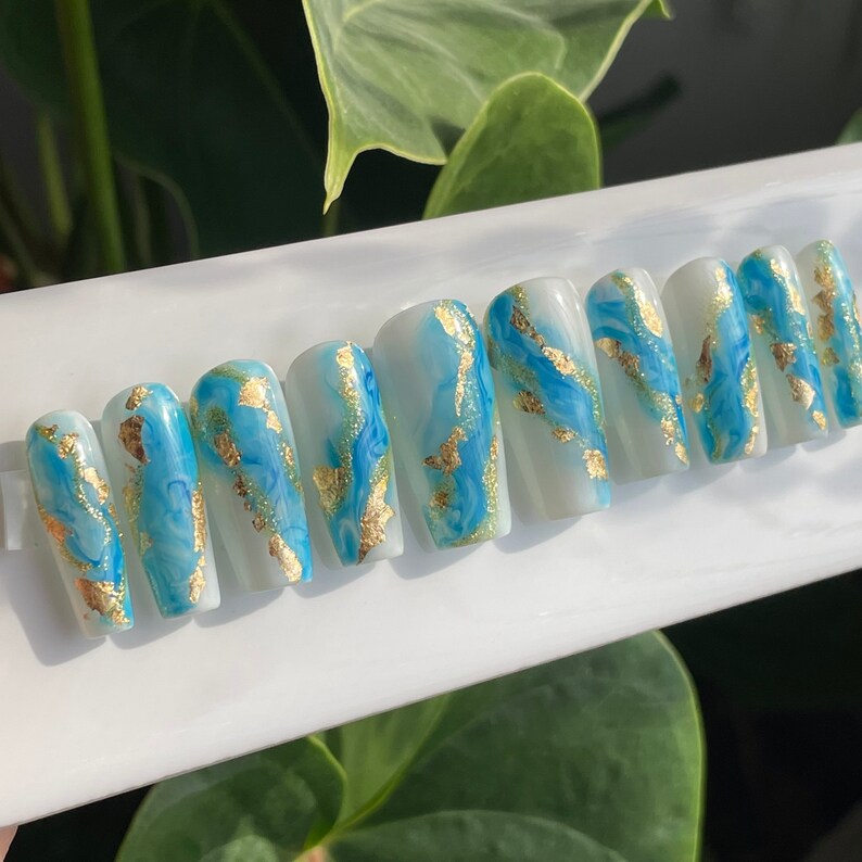 Marble Press-on Nails - Etsy
