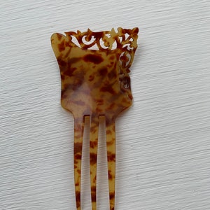 Vintage decorative hair comb faux tortoiseshell