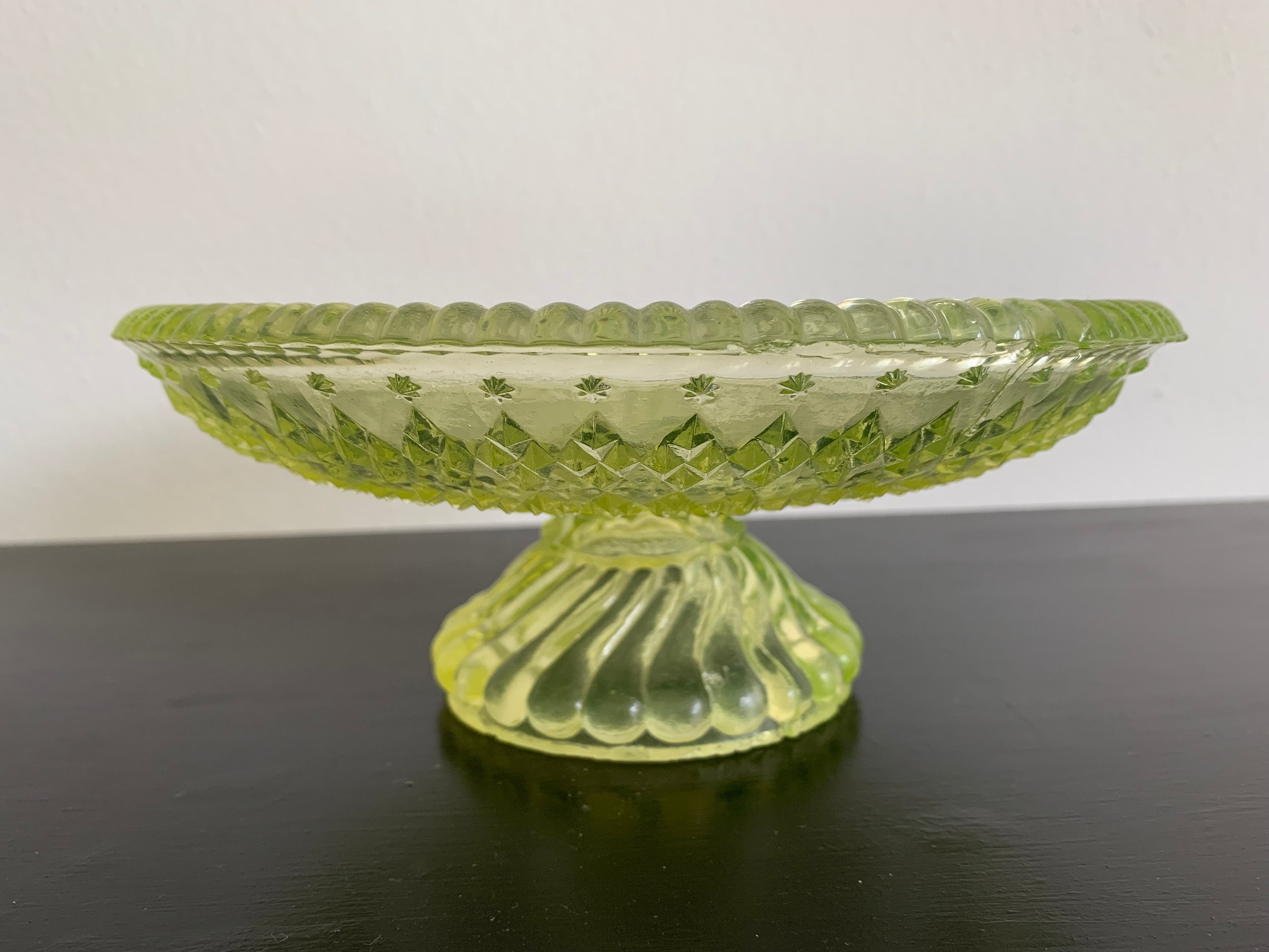 Vaseline Glass Cake Stand Etsy
