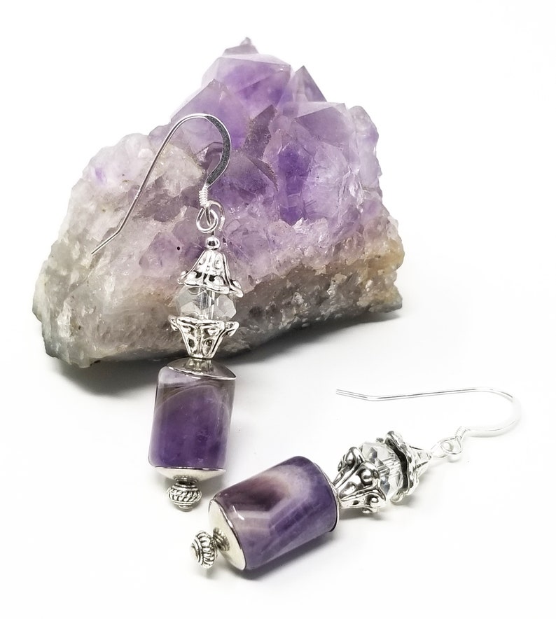Amethyst Earrings Sterling Silver Dangle Earrings Gift for Women Wedding Jewelry for Brides Purple Gemstone Jewelry Bridal Earrings