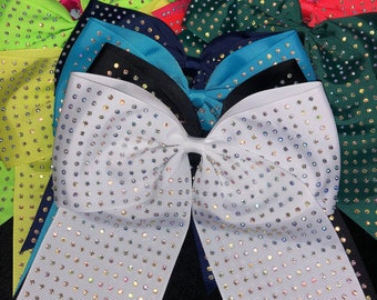 Chixx -Iridescent Rhinestone AB Dance Competition Cheer Softball Hair Bows 7" x 7" - Shipped from the USA