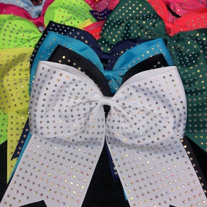 Chixx -Iridescent Rhinestone AB Dance Competition Cheer Softball Hair Bows 7" x 7" - Shipped from the USA