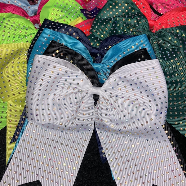 Chixx -Iridescent Rhinestone AB Dance Competition Cheer Softball Hair Bows 7" x 7" - Shipped from the USA