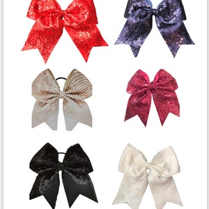 Chixx Cheer Hair Bows-Sequin Cheer Dance Competition Softball Soccer - Your Choice of Colors - 7&quot; x 7&quot; - Shipped from the U.S.A.