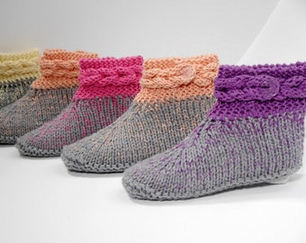 Knitting Pattern – Slippers *VRONI* Cable Knit Border – No.217E