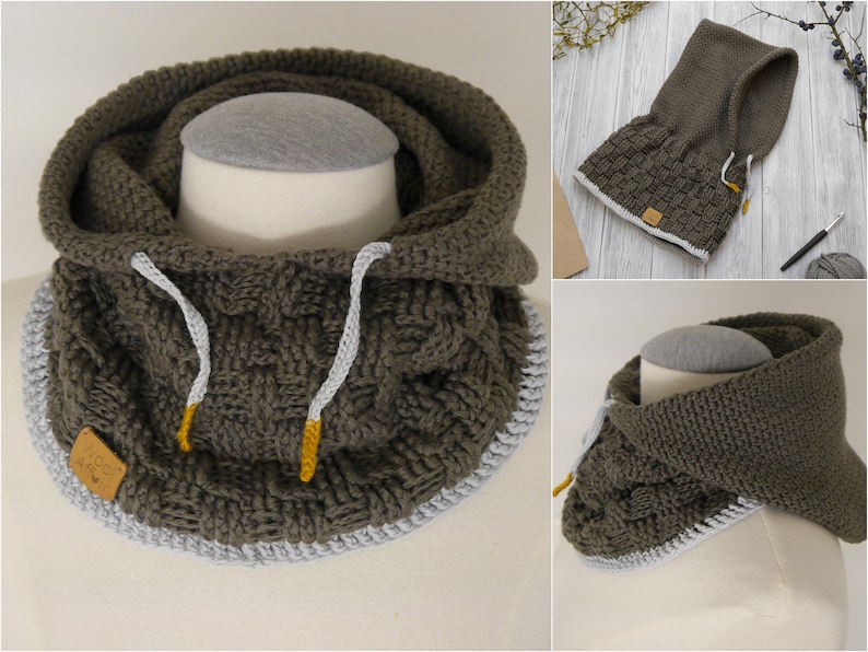 Crochet Pattern Hooded Scarf SCOODY No.184E image 2