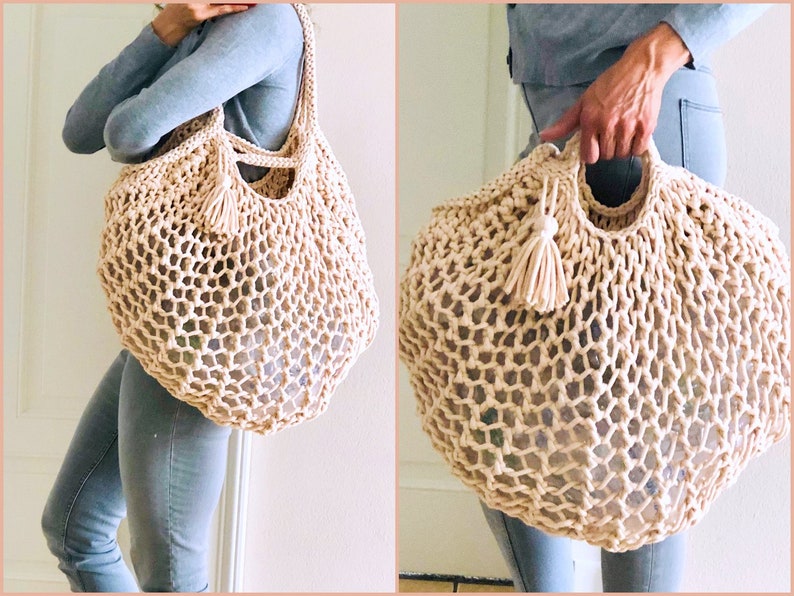 Knitting Pattern Shopper Shopping Bag Beach Bag BIG NETTY No.218E immagine 1