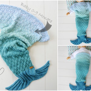 Knitting Pattern - Baby Blanket LITTLE MERMAID - No.164E